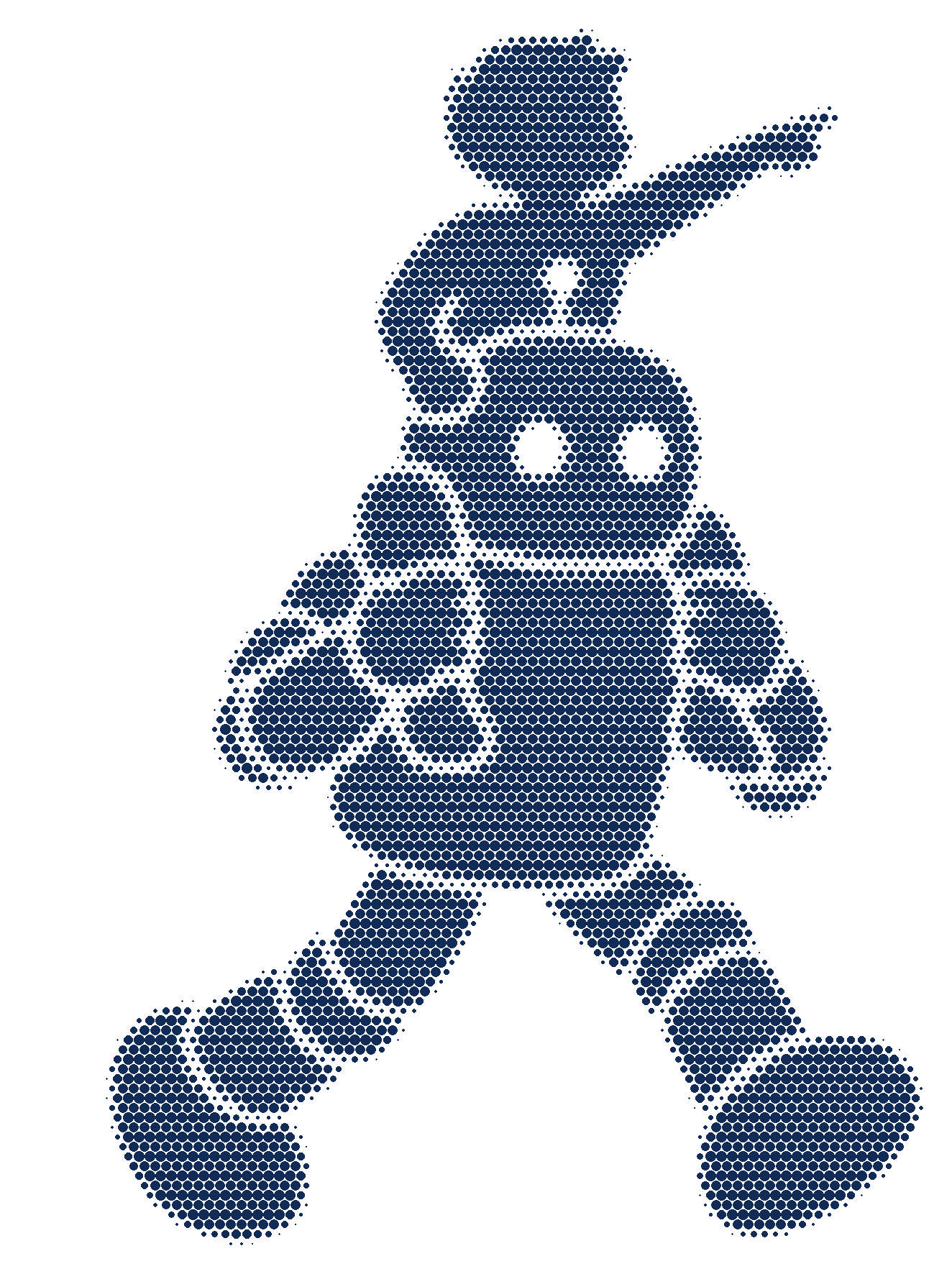 The MadeTime mascot, a kid riding a walking robot, rendered in halftone dots
